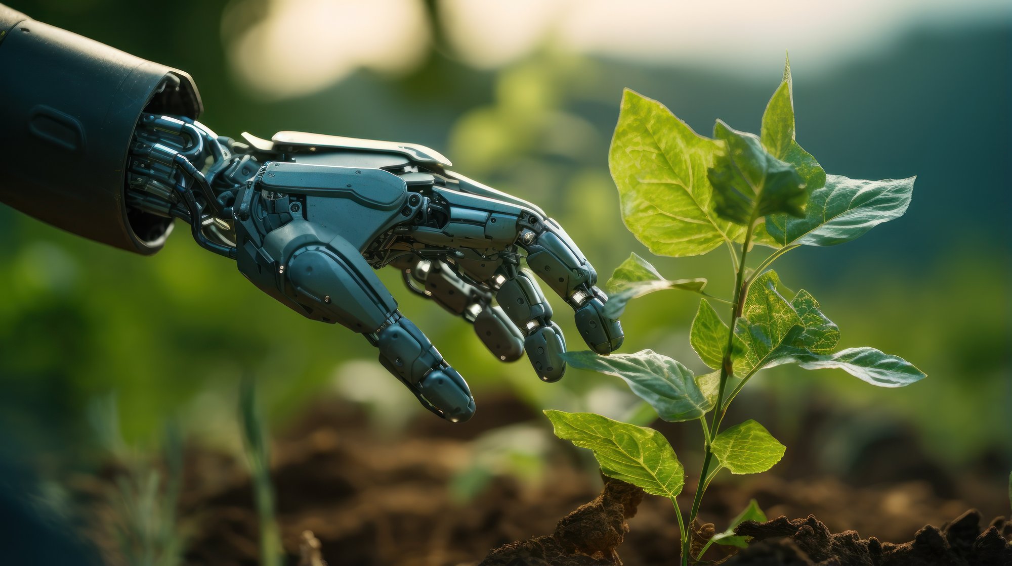 robot-arm-planting-tree-green-field